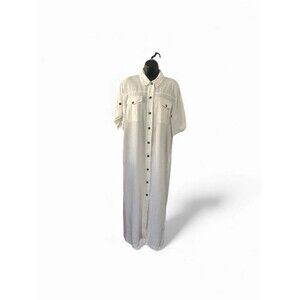 Zara Linen Shirt Dress Women’s XS Maxi Coastal Prep Vacation Travel Resort Wear